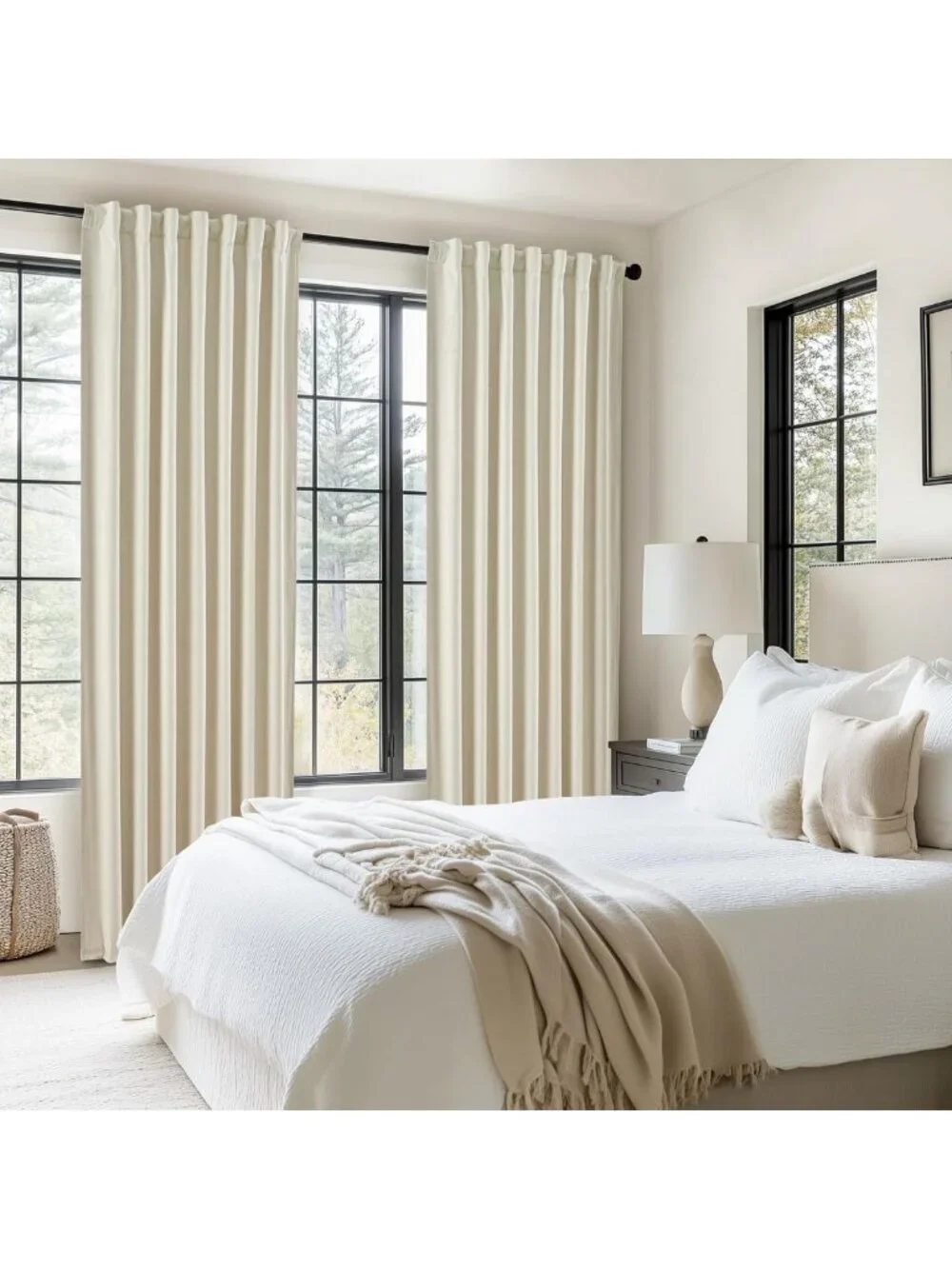 Cozy Cream Thick Linen Blackout Curtains 84